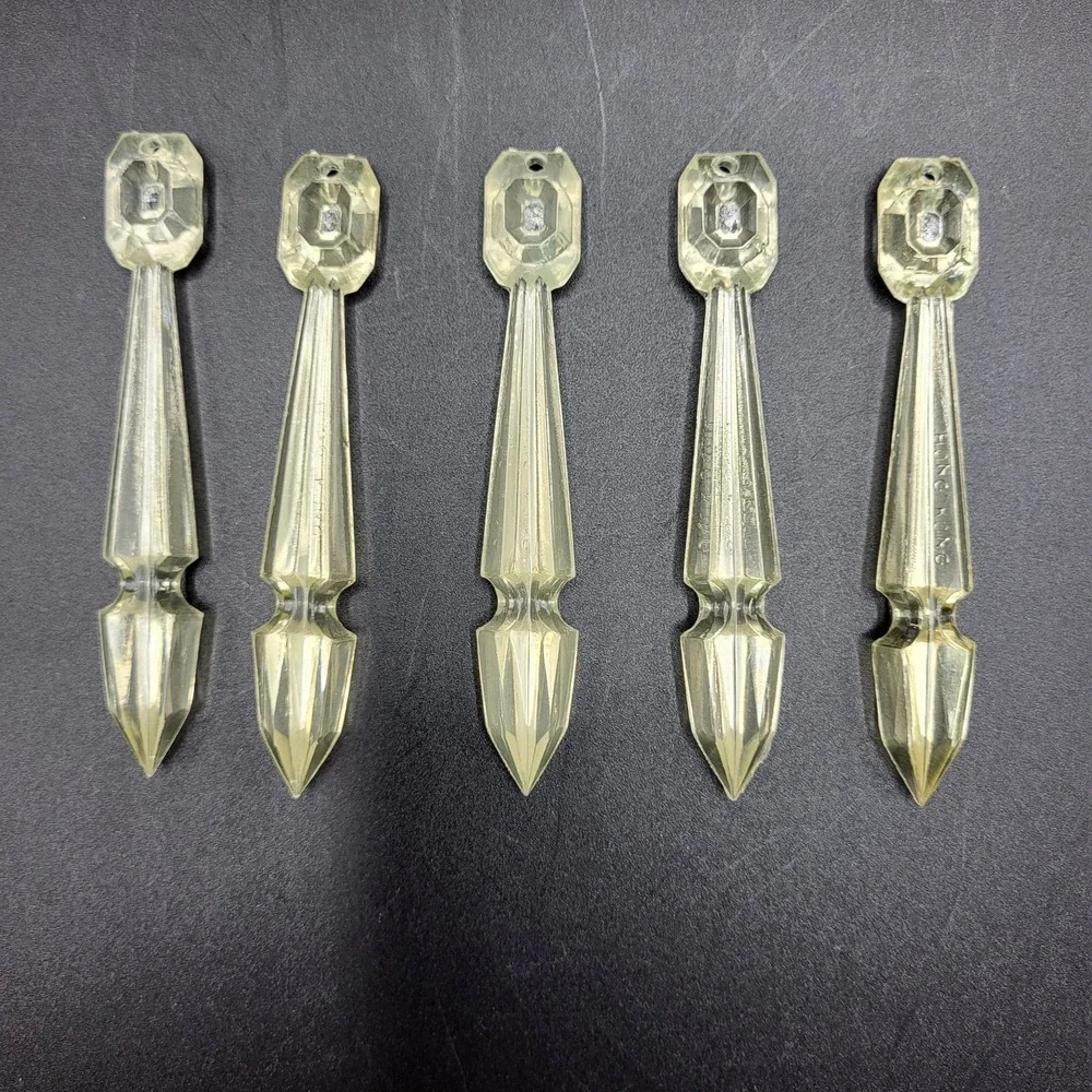 Vtg 5 Pcs Acrylic Chandelier Prisms Drops Ornaments 3